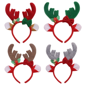 Christmas reindeer antler headband set with sequins and bells in four colors