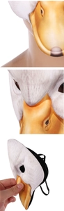 Detail of cute white goose animal half face mask with adjustable elastic strap for party cos