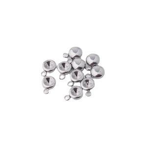 Set of 10 silver stainless steel DIY jewelry pendant bases with round loop connector