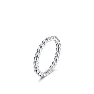Anello di perle minimalista in argento sterling S925 con sfere di metallo lucido