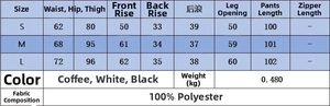 Tabella taglie per completo donna con top in maglia a coste scollo a V e pantaloni in poliestere