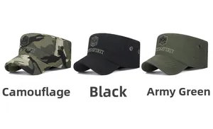 Detailansicht der Army-Caps in Camo, Schwarz und Grün mit Sports Spirit Stickerei