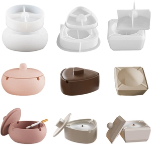 Moule En Silicone Pour Cendrier DIY Coulée De Résine Époxy Bocal À Bougie D'aromathérapie Avec Couvercle Boîte Géométrique