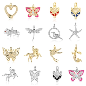 Starfish Sea Star Pendant Copper Gold Plated Cubic Zirconia Charm For Jewelry Making DIY Accessories Women