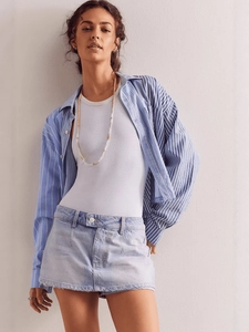 Gonna di Jeans Donna Casual a Vita Alta Gonna Mini Denim con Orlo Sfrangiato Tasche e Bottoni Streetwear Moda Pantaloni