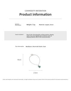 Detailed dimension guide for the emerald zircon gourd pendant necklace in copper