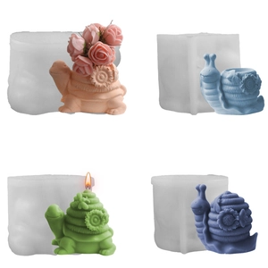 3D Animal Snail Turtle Silicone Mold For Candle Making DIY Succulent Planter Flower Pot Resin Plaster Craft Decor Ornament
