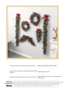 Close-up of mixed PE flocked Christmas garland with pine cones and red plaid bows