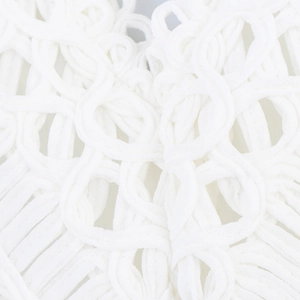 White crochet knit dress with backless halter neck and intricate hollow lace details