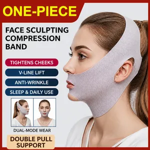 Adjustable V-line lifting mask made of breathable fabric for face contouring and firming