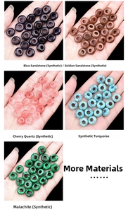 Handheld size comparison of various natural stone abacus beads for DIY jewelry making