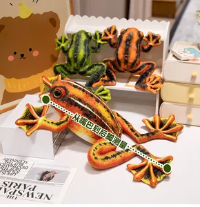 Detail showing the measurement method from mouth to hind feet of the plush frog toy