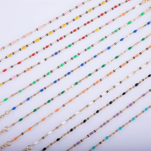 Colorful enamel bead stainless steel lip chain bracelet with golden finish finish