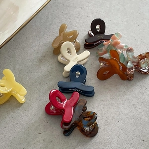 Mini Hair Claw Acetate Material Cross Design Small Colorful Marble Pattern Korean Style For Women Girls Bangs Accessory