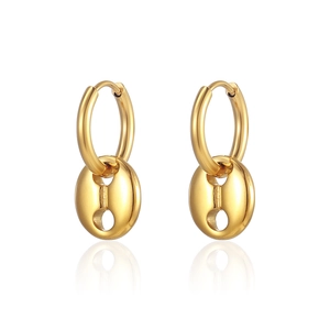 Minimalist Titanium Steel Pig Nose Hoop Earrings For Women European Ins Style Gold Silver Plated Anchor Chain Hoop Earrings Jewelry