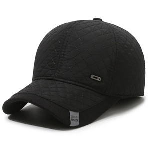 Winter men's quilted baseball cap with ear protection and warm fleece lining