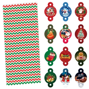Detailed set of Christmas paper straws with various festive decorative character cards