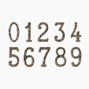 Cast Iron House Numbers Vintage Metal Address Digits Door Plate Wall Mounted Hammered Texture Black Gold Industrial Decor