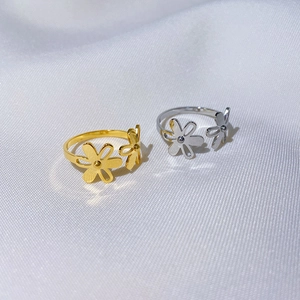 Paire de bagues tournesol minimalistes en or et argent avec anneau réglable ouvert