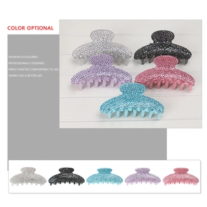 Large crescent acrylic hair claw clips with rhinestones in five assorted colors