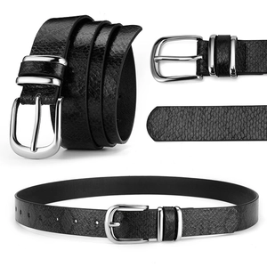Ceinture noire pour femme en cuir à motif serpent avec une boucle ardillon argentée