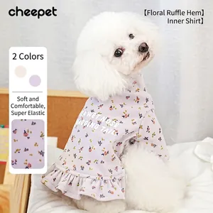 Floral pet dog sweater for small breeds, soft purple fabric with high elasticity