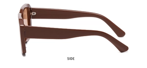 Side view of trendy brown oversized square sunglasses with thick acetate frames