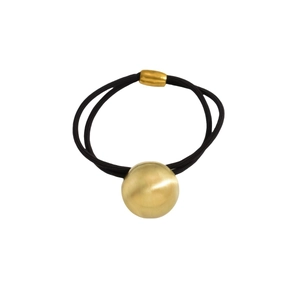 Elegant gold metal ball hair tie with minimalist black elastic rope for women
