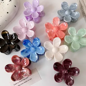Pince À Cheveux Fleur Élégante Acétate Texture Marbre Maintien Solide Accessoires Cheveux Pour Femmes Filles Style Coréen