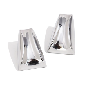 Minimalist 316L stainless steel trapezoid stud earrings with polished silver mirror finish