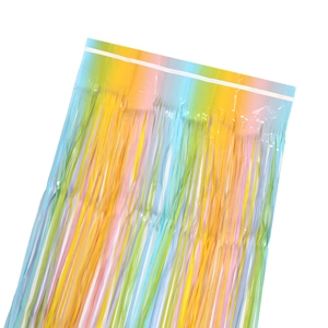 Regenbogen-Fransenvorhang für Party-Dekoration mit metallischem Folien-Effekt