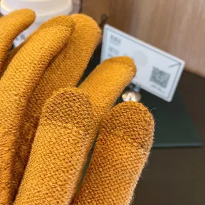 Guanti invernali spessi in maglia giallo zenzero con dita per touch screen