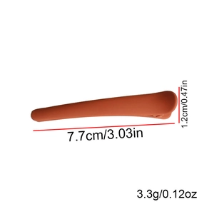 Detail view of 8cm orange matte hair clip with exact size and weight measurements