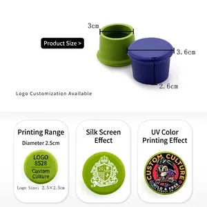 Green and blue food-grade silicone bottle stoppers with customizable printed logos