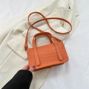 Fashion Women Handbag Crocodile Pattern PU Leather Crossbody Shoulder Bag Chic Small Square Tote With Double Handles