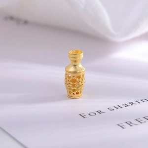 Hollow gold flower vase charm bead in S925 sterling silver for jewelry making