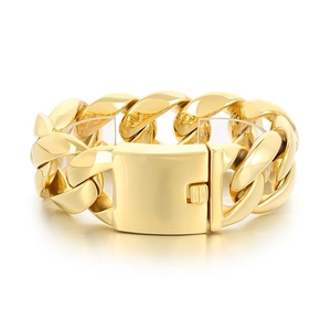 Bracelet gourmette en acier inoxydable doré 31mm avec fermoir à boîte carrée robuste