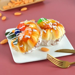 Set of two artificial fruit cupcakes with PU foam texture for professional food photography