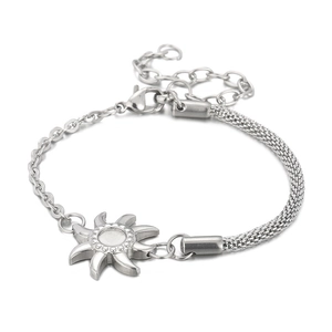Fashionable stainless steel sun pendant bracelet with mesh chain and lobster clasp
