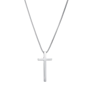 Pendentif croix en acier titane argenté poli pour hommes dans un style hip-hop minimaliste