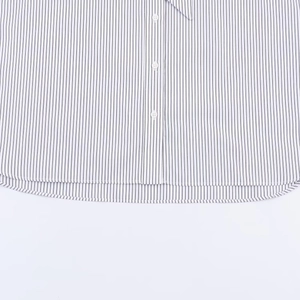 Camicia a righe casual in popeline da donna con bottoni e dettaglio bordo curvo