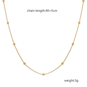 Détail du collier à billes en acier inoxydable plaqué or 18K, longueur 40+5cm