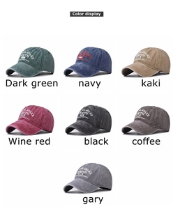 Multiple color options for washed cotton baseball caps with YOUTH embroidery display
