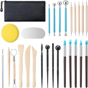 Professional Pottery Clay Sculpting Carving Modeling Tools Wood Stainless Steel Silicone Ceramic DIY Crafting Supplies With Storage Bag