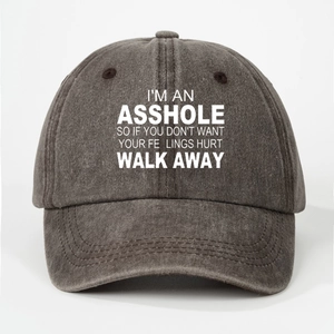 Vintage washed charcoal gray baseball cap with slogan for men and women