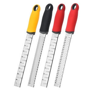 Stainless steel lemon zesters and cheese graters with colorful anti-slip handles