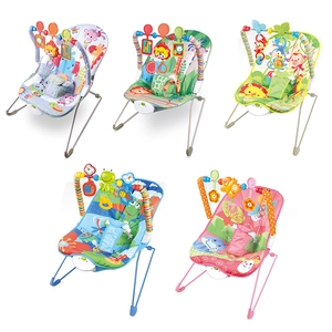 Baby Bouncer Rocker Soothe Seat Vibrating Musical Cartoon Animal Pattern Toy Bar Adjustable Iron Frame For Infants