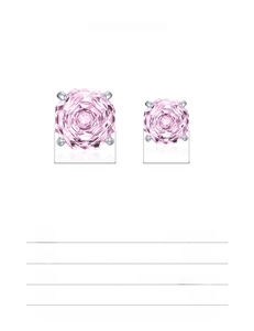 Détail des boucles d'oreilles rose et spécifications de taille et de poids
