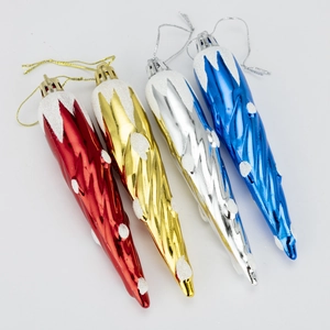 Pendenti natalizi a forma di ghiacciolo in rosso, oro, argento e blu per decorazione