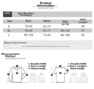 Size chart detail for off-shoulder bodycon dress with bust waist and hip measurements
